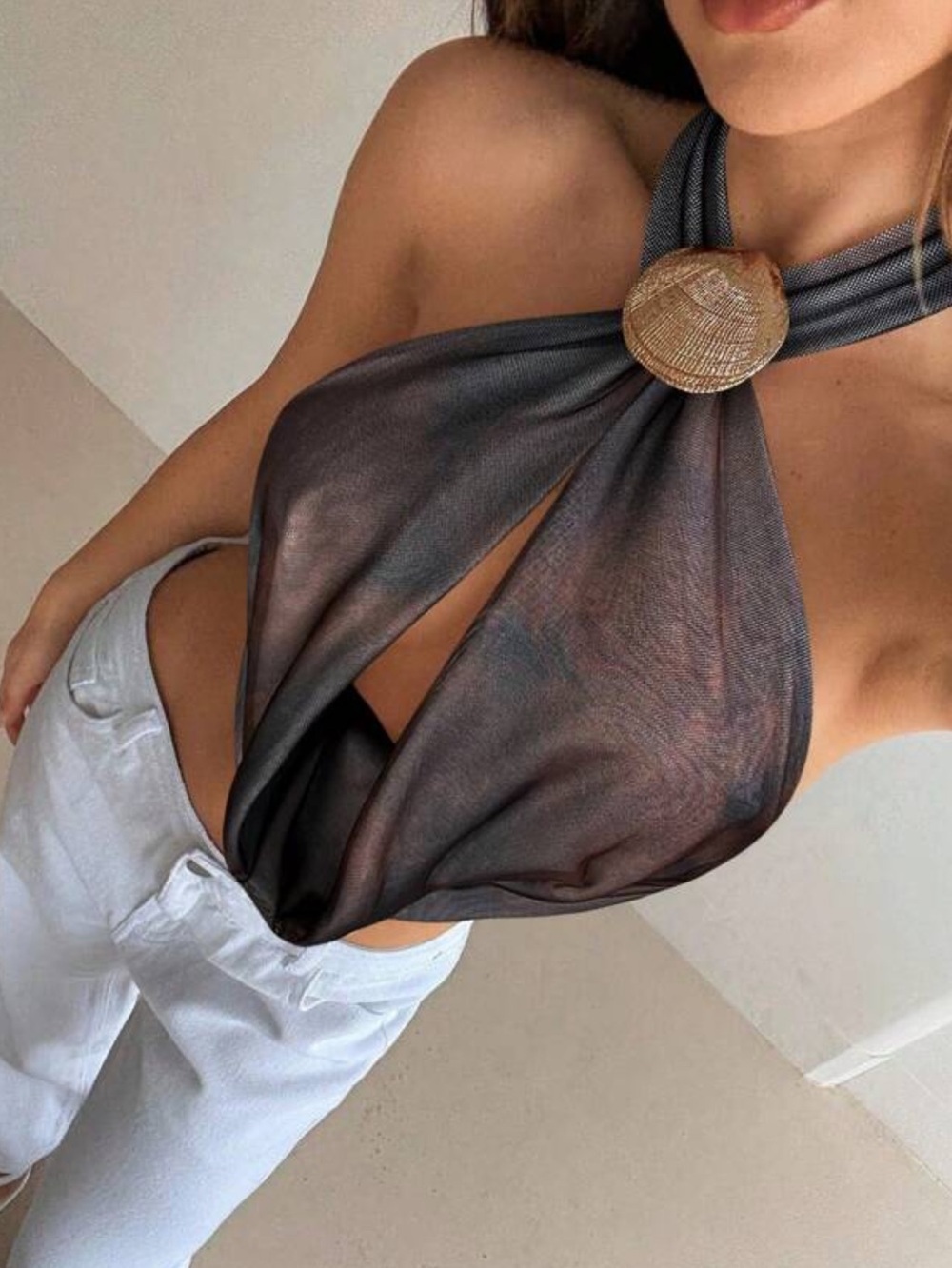 Boho brown halter top